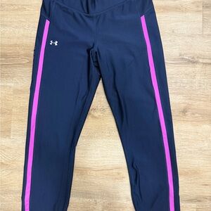 Under Armour Dark Blue Leggings with Pink Accents